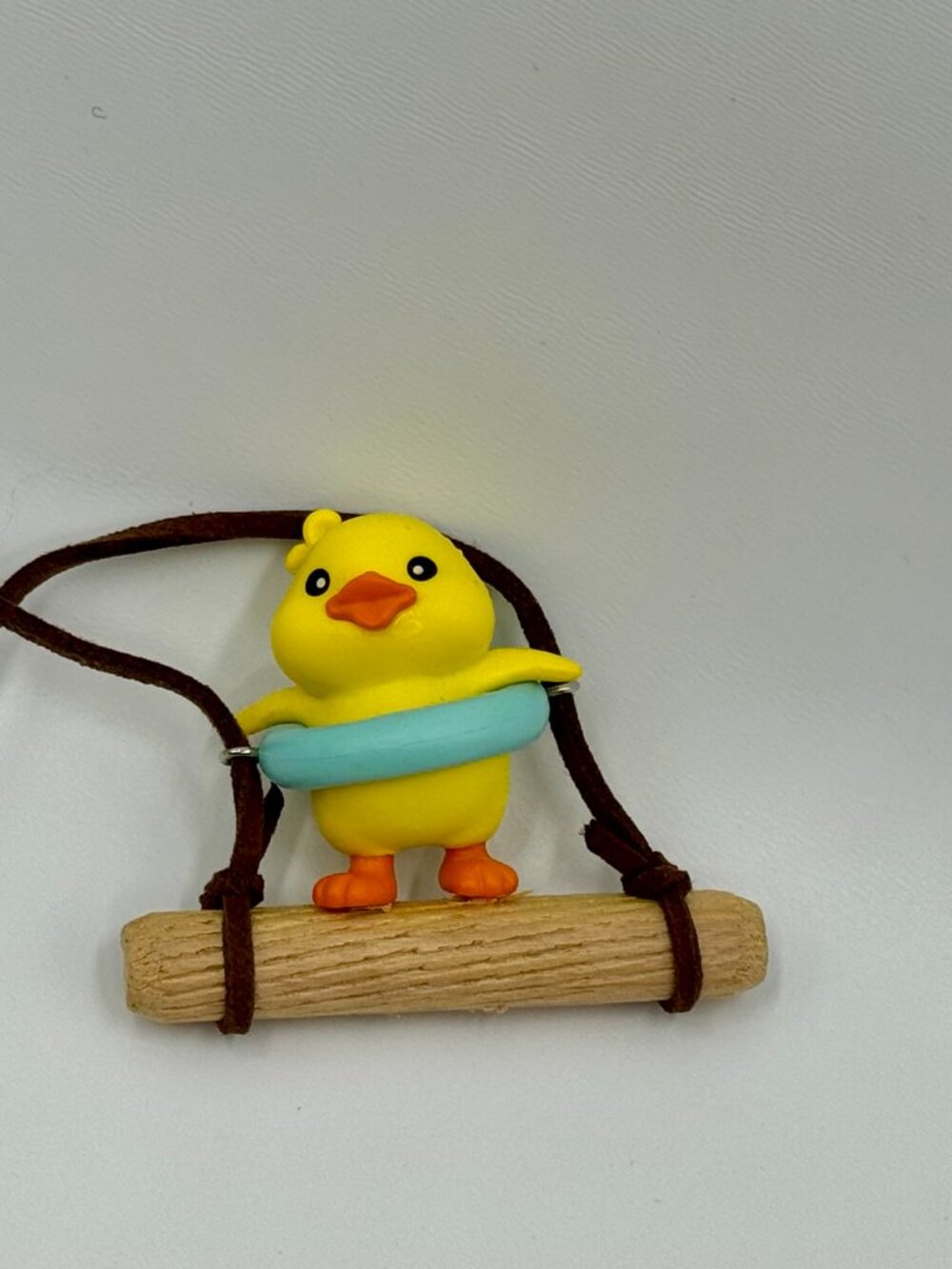 Yellow Duck With Floatie On Wood Swing - Car Accessory, Toy